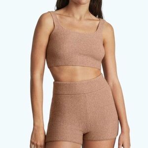 Everlane Soft Wool Yak Blend Women's Ribbed Knit crop top tank Tan